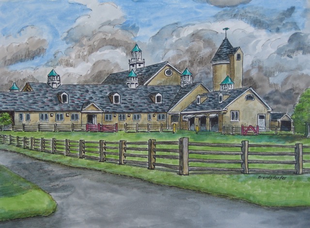 Watercolor. Sheep barn in Lafayette Hill