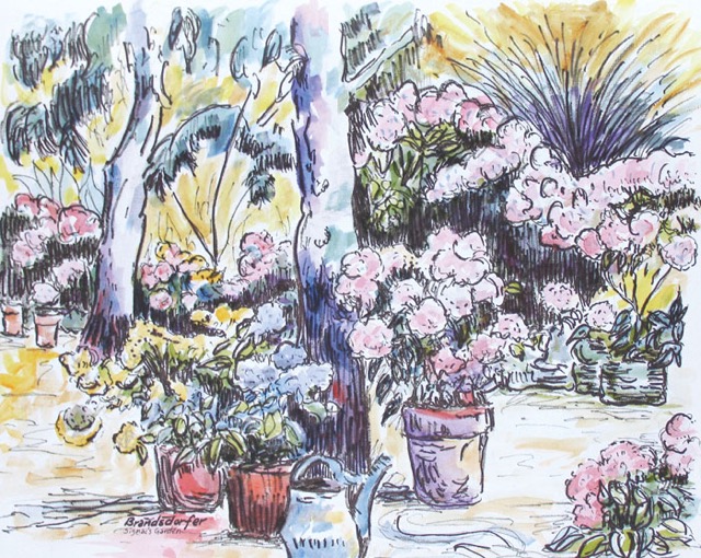Garden, watercolor. Signac