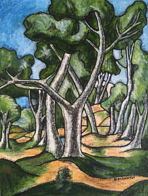 The Grove, oil and wax crayon on canvas panel. Derain